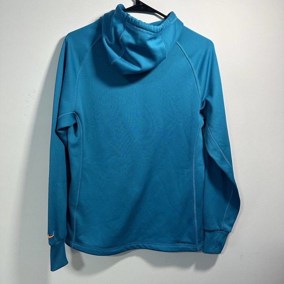 NIKE Therma Fit Size Small Hoodie Pullover Sweater Swoosh Logo Teal Pink Womens - Picture 4 of 6